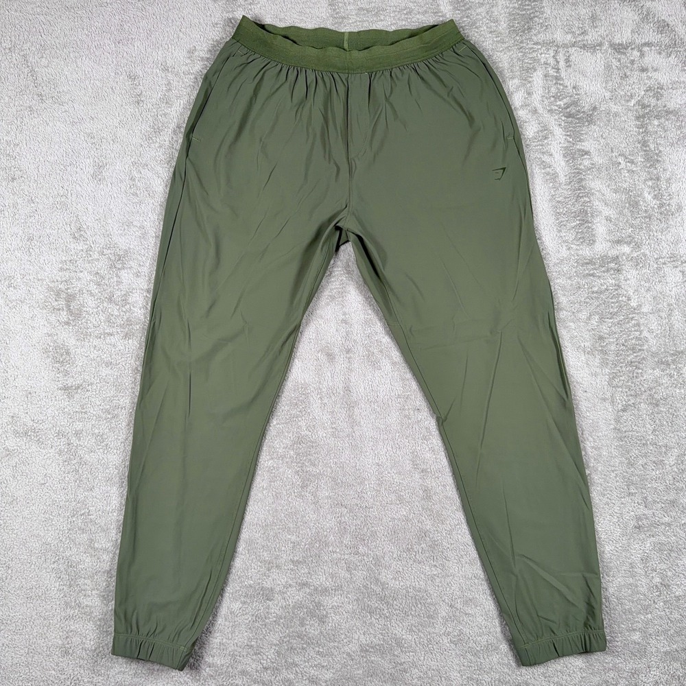 Gymshark Pants Mens XL Green Studio Joggers Slim Fit Performance Pockets Stretch